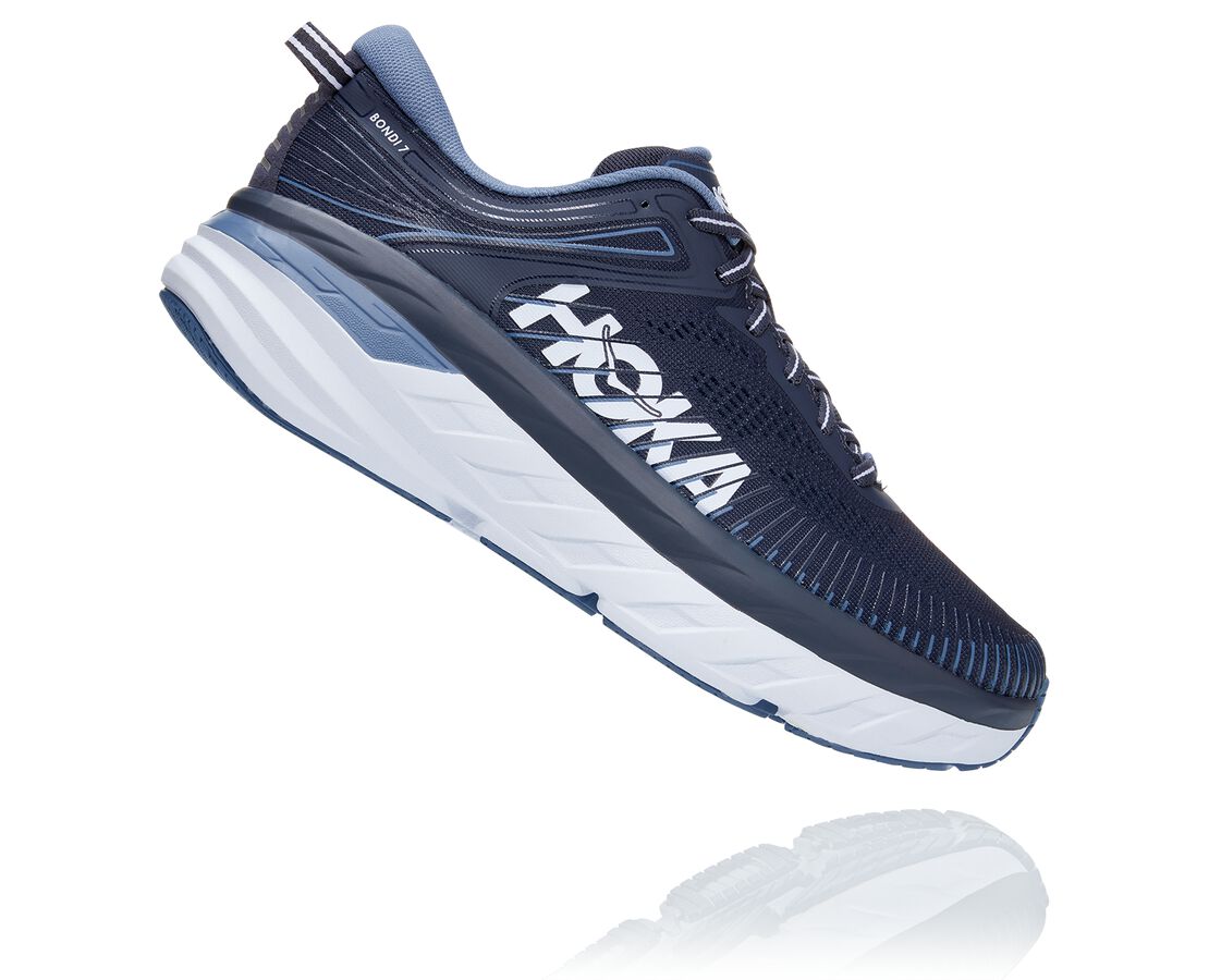 Hoka One One Road Running Shoes UK Outlet - Men's Bondi 7 Blue | Hoka ...