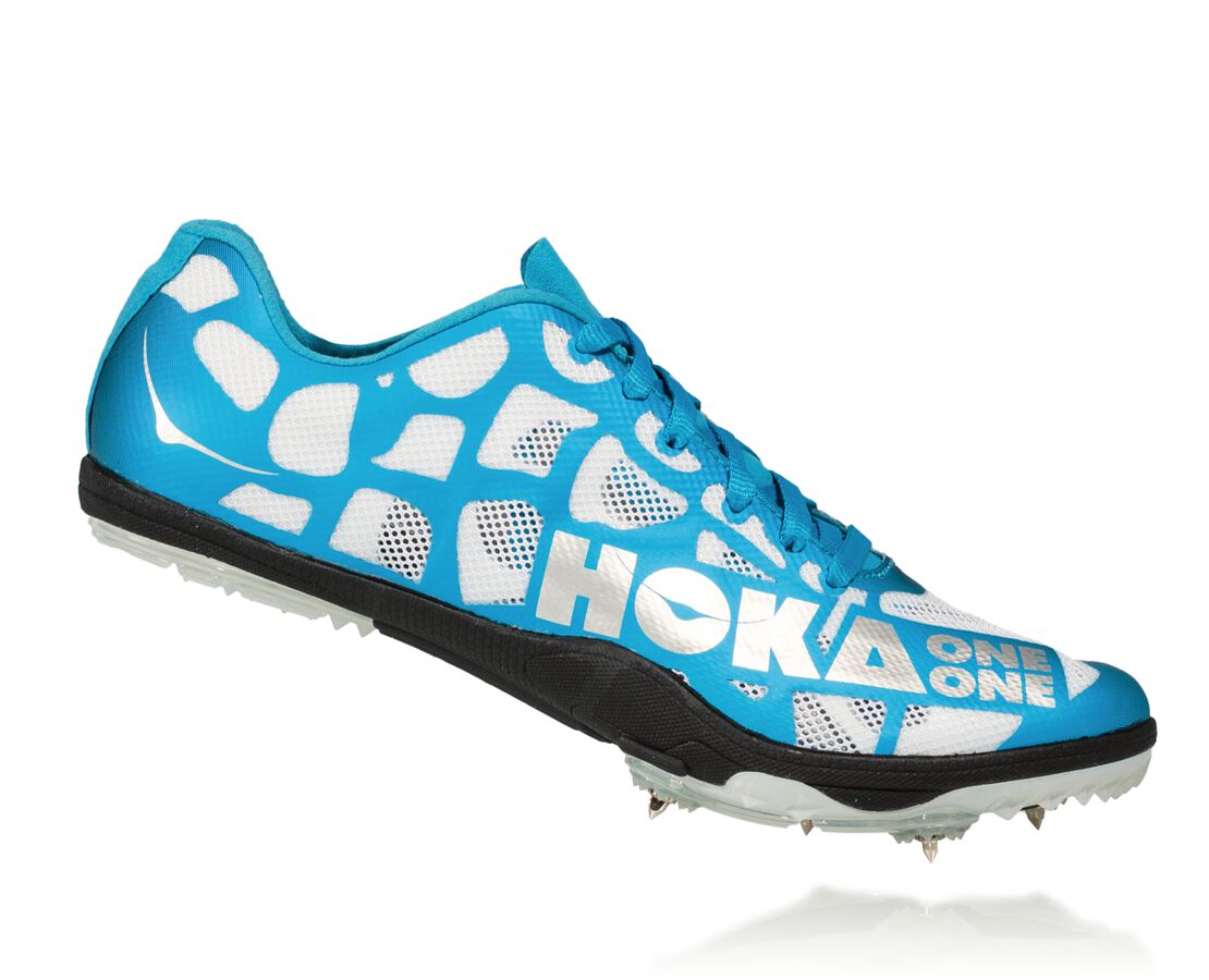 Hoka One One Track Spikes On Sale - Men's Rocket LD White / Blue | Hoka ...
